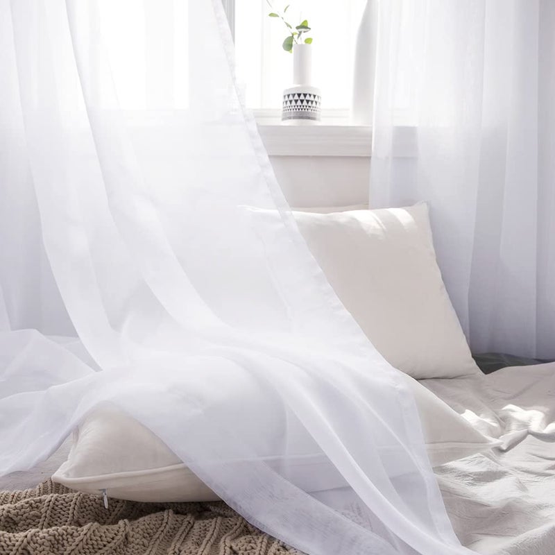 MIULEE Luxury Sheer Voile Elegant Window Scarf Topper - Long Valance Solid Treatment Swags Drapes for Ceremony, Wedding, Canopy Bed - 54" x 216" White 1 Piece - Image 4